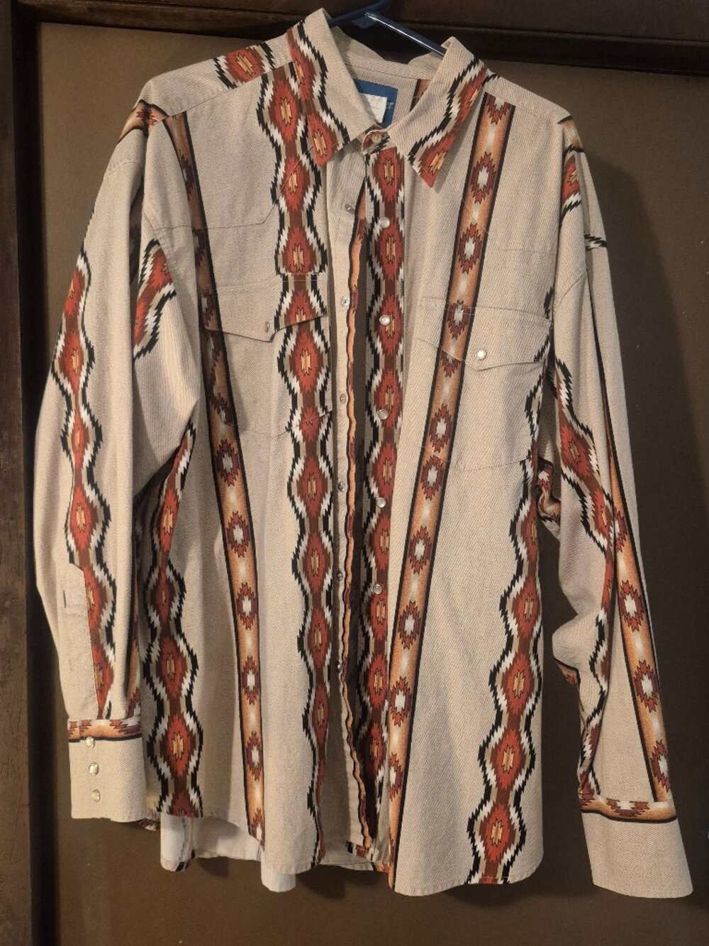 Wrangler 90s Aztec Pearl Snap Western Shirt XXL fits like XL